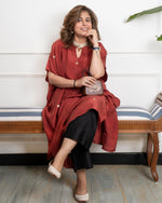 PARV - Ojas Pure Silk Embroidered Kurta set (Loose Fit / One Size)