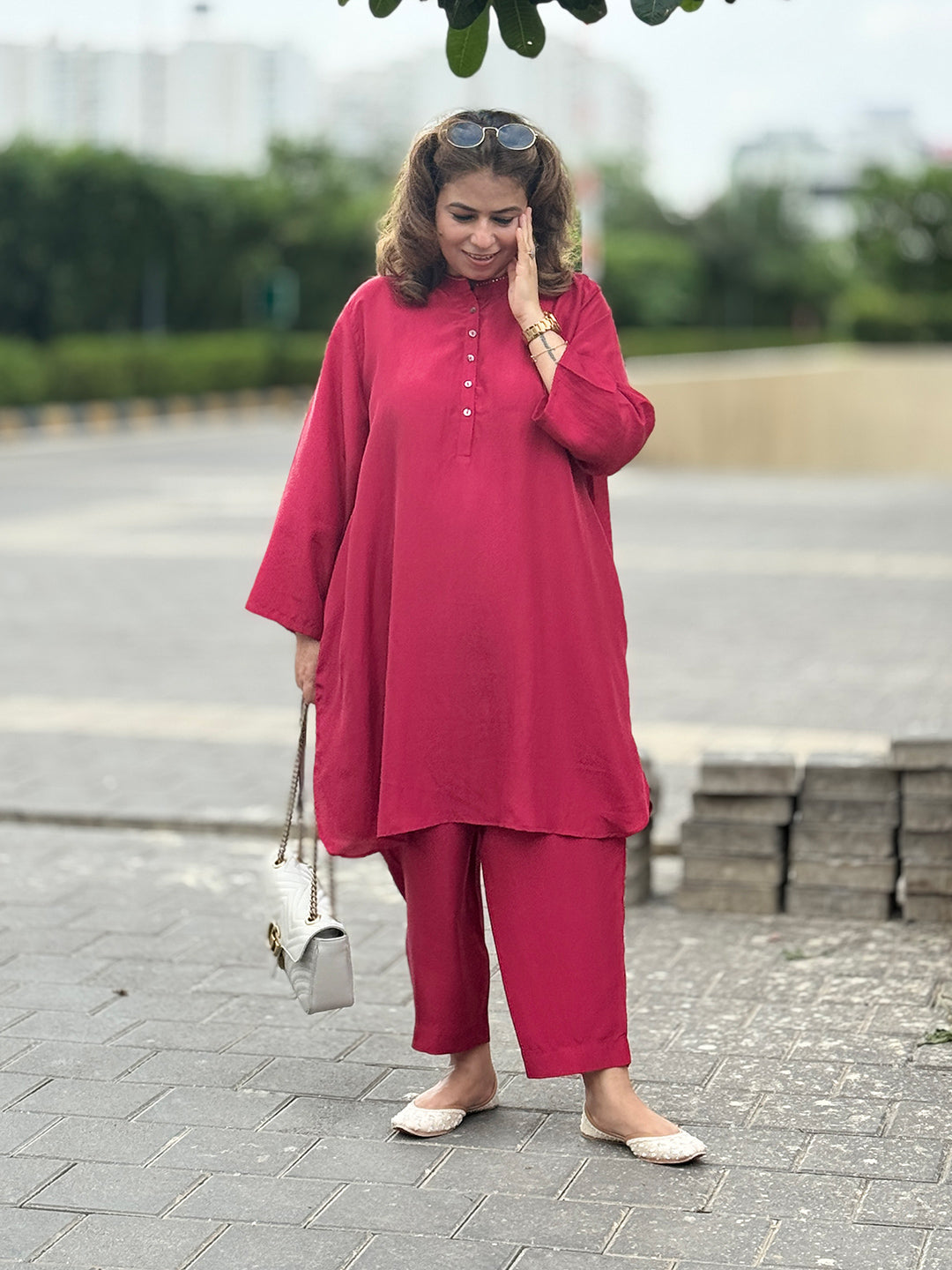 RAAGA - Crimson Pure Silk Kurta Set
