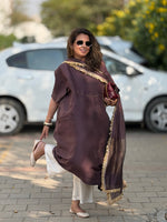 SITARA - Espresso Brown Pure Silk Co-ord set (Loose Fit / One Size)