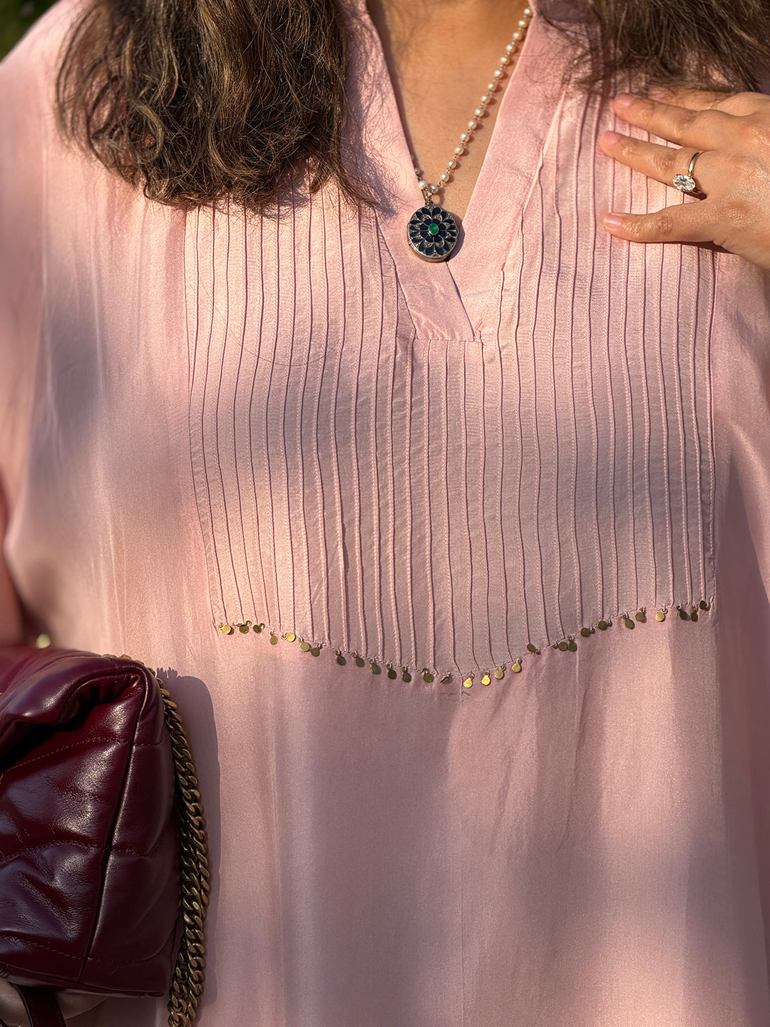 SITARA - Dusty Pink Pure Silk Co-ord set (Loose Fit / One Size)