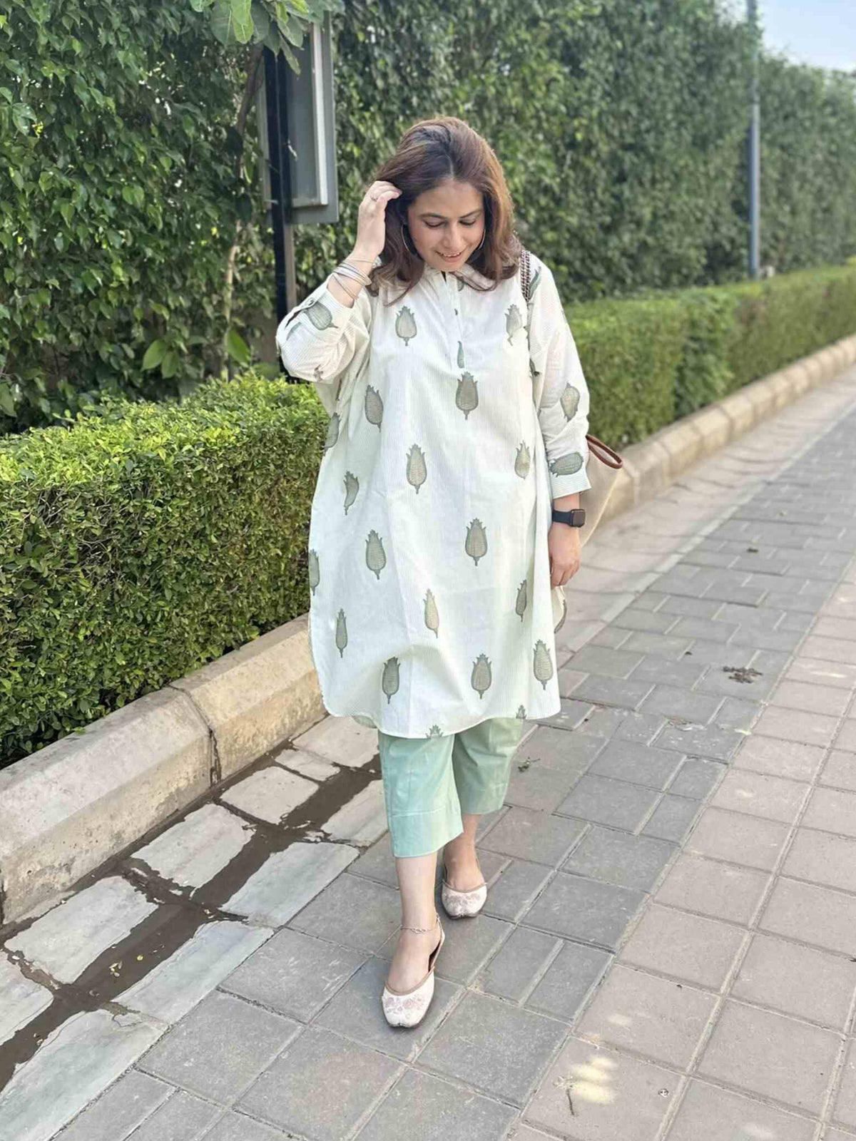 NOOR - Green Corns One Size Cotton Kurta Set