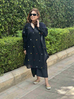 SEHAJ - Black Jamdani One Size Cotton Kurta Set