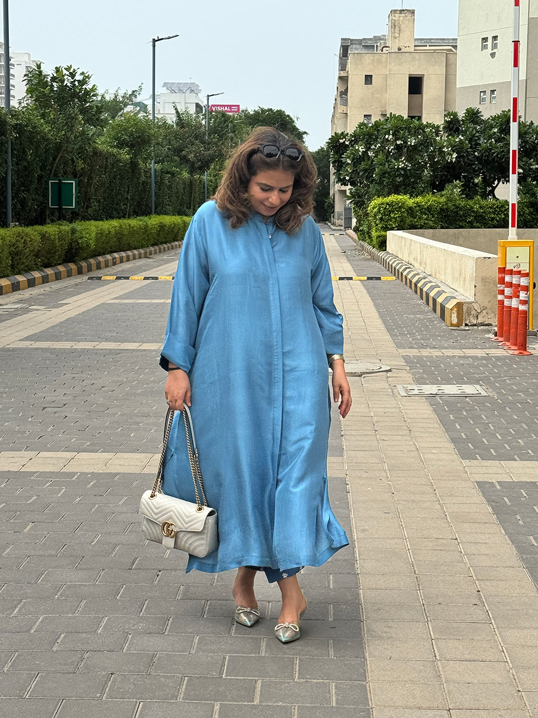 SEHAR - Sage Blue Pure Silk Kurta / Kurta Set