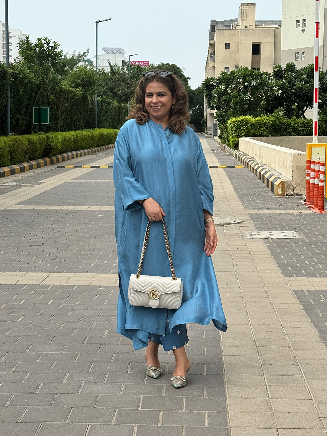 SEHAR - Sage Blue Pure Silk Kurta / Kurta Set