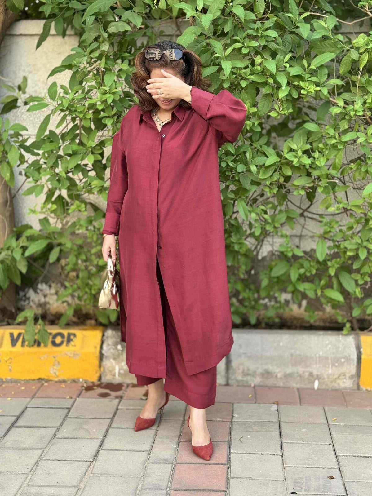 MAAYA -Burgundy Silk Loose Fit Kurta with Pants