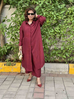 MAAYA -Burgundy Silk Loose Fit Kurta with Pants