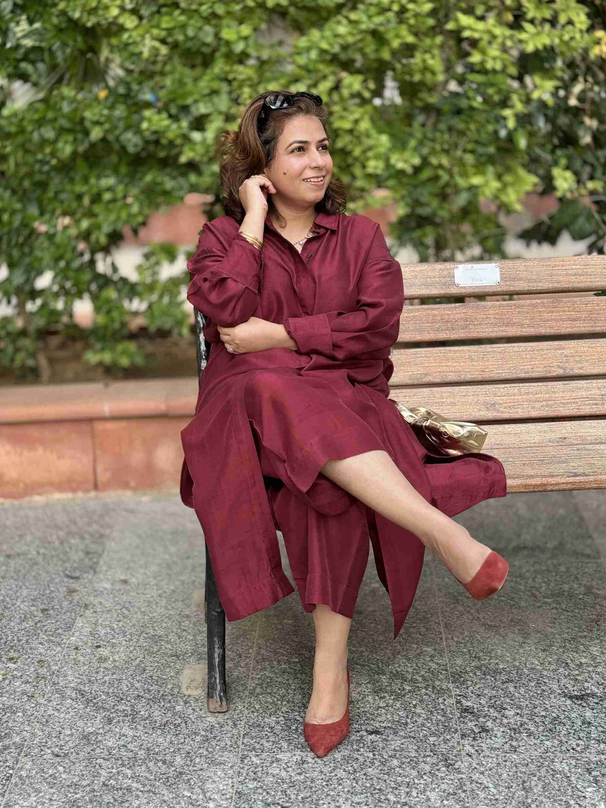 MAAYA -Burgundy Silk Loose Fit Kurta with Pants