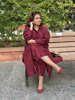 MAAYA -Burgundy Silk Loose Fit Kurta with Pants