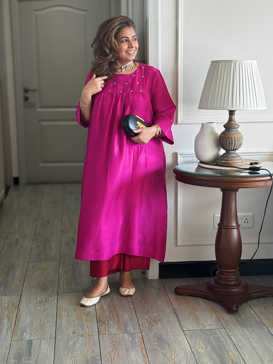 Mishri - Charm Pink Pure Silk Kurta Set