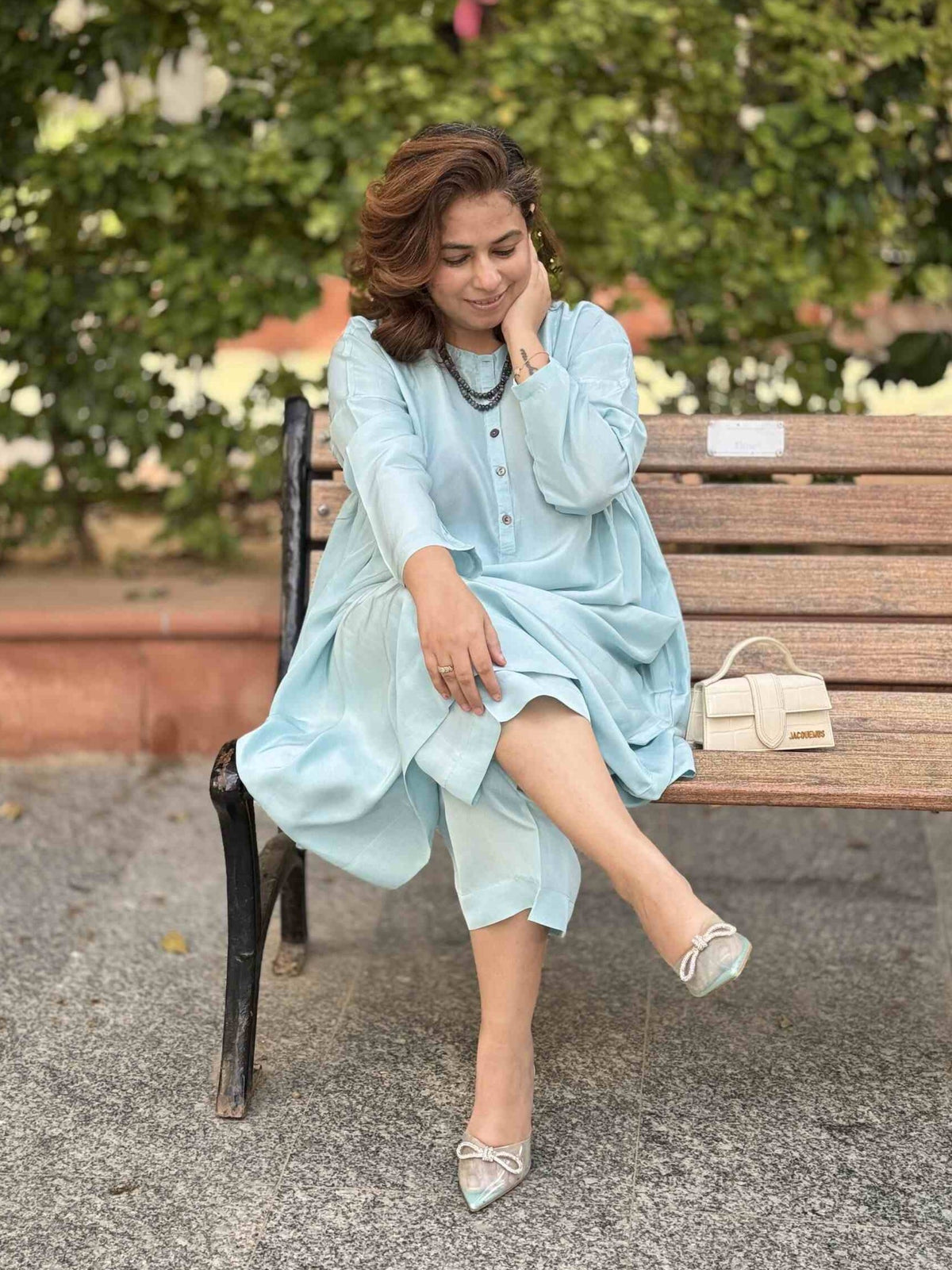 Meera - Aqua Pure Silk Kurta with Pants