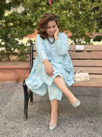 Meera - Aqua Pure Silk Kurta with Pants