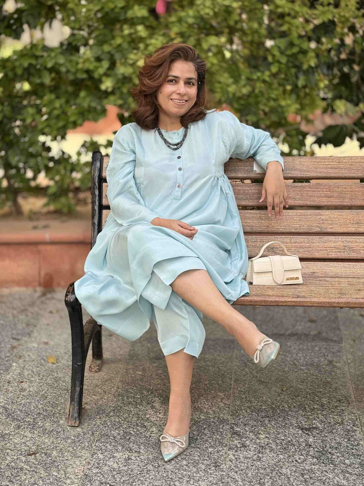 Meera - Aqua Pure Silk Kurta with Pants