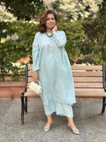 Meera - Aqua Pure Silk Kurta with Pants