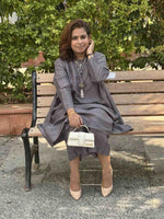 Meera - Slate Grey Pure Silk Kurta with Pants