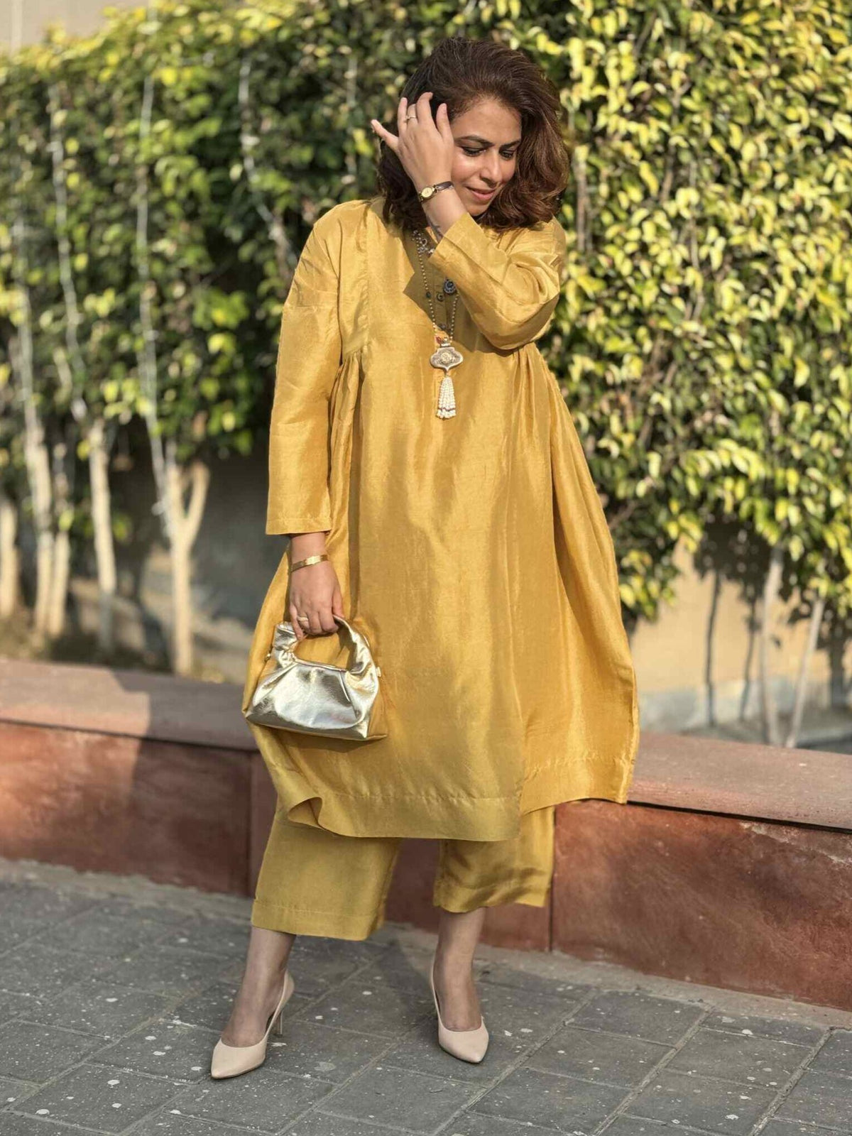 Meera - Gold Dust Pure Silk Kurta with Pants