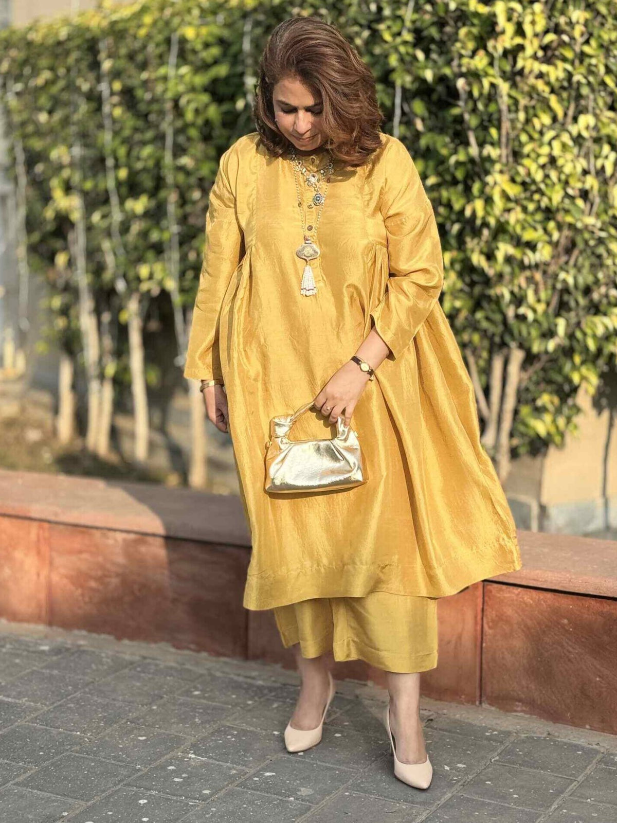 Meera - Gold Dust Pure Silk Kurta with Pants