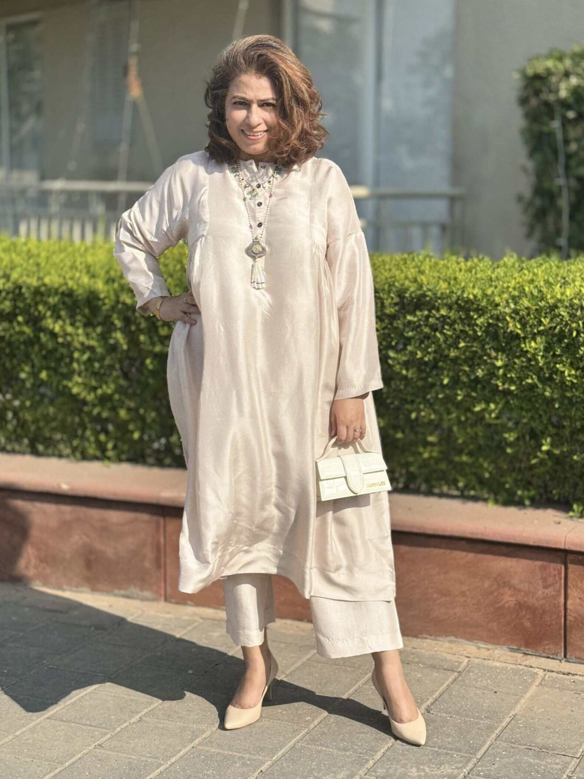 Meera - Shell Pink Pure Silk Kurta with Pants