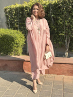Meera - Dusty Pink Pure Silk Kurta with Pants