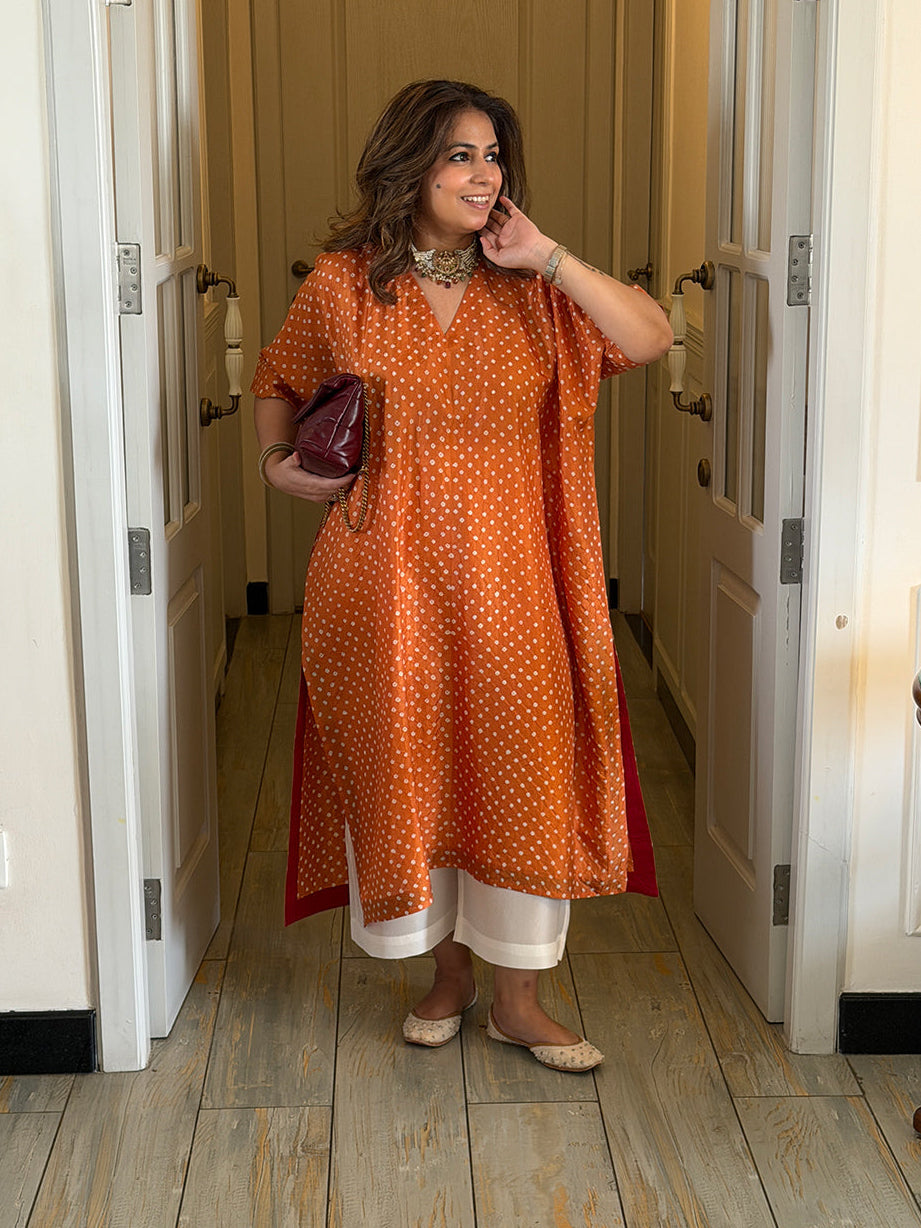 REET - Kundan Bandhej One Size Silk Kurta
