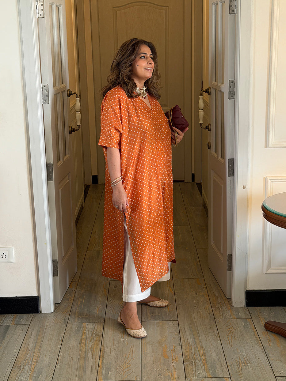 REET - Kundan Bandhej One Size Silk Kurta