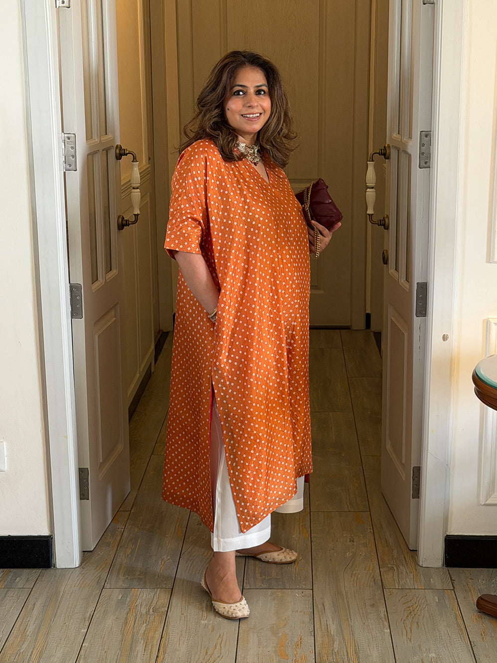 REET - Kundan Bandhej One Size Silk Kurta