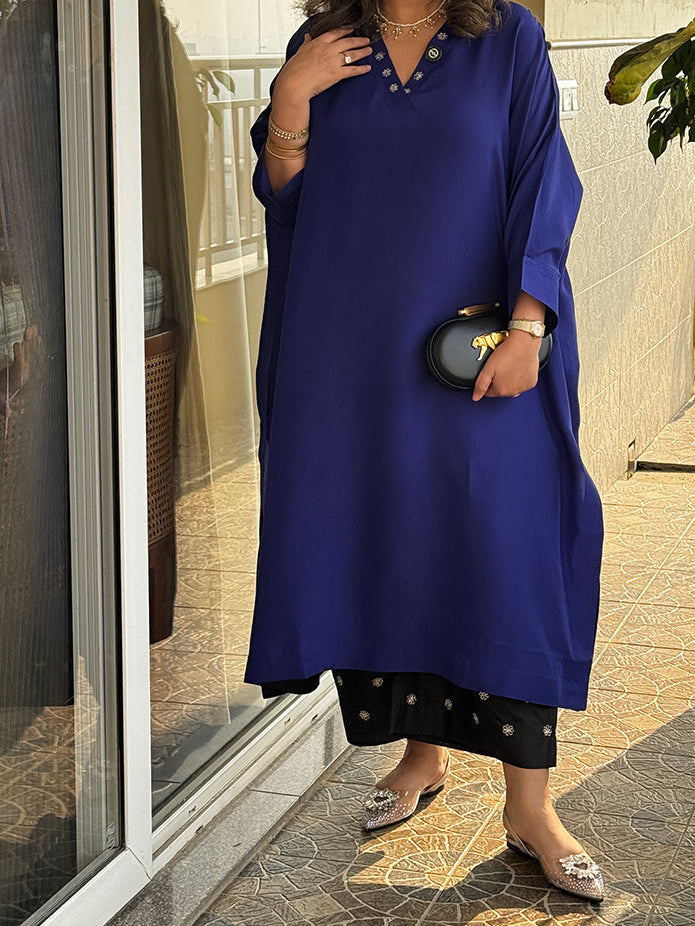 PARV - Ambar Pure Silk Embroidered Kurta set (Loose Fit / One Size)