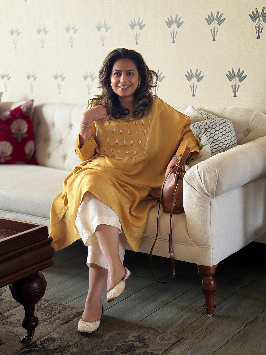 PARV - Sona Silk Embroidered Kurta set (Loose Fit / One Size)