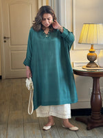 PARV - Green Sapphire Embroidered Kurta set (Loose Fit / One Size)