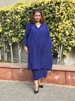 Maala -Brinjal Blue Silk Loose Fit Kurta with Pants