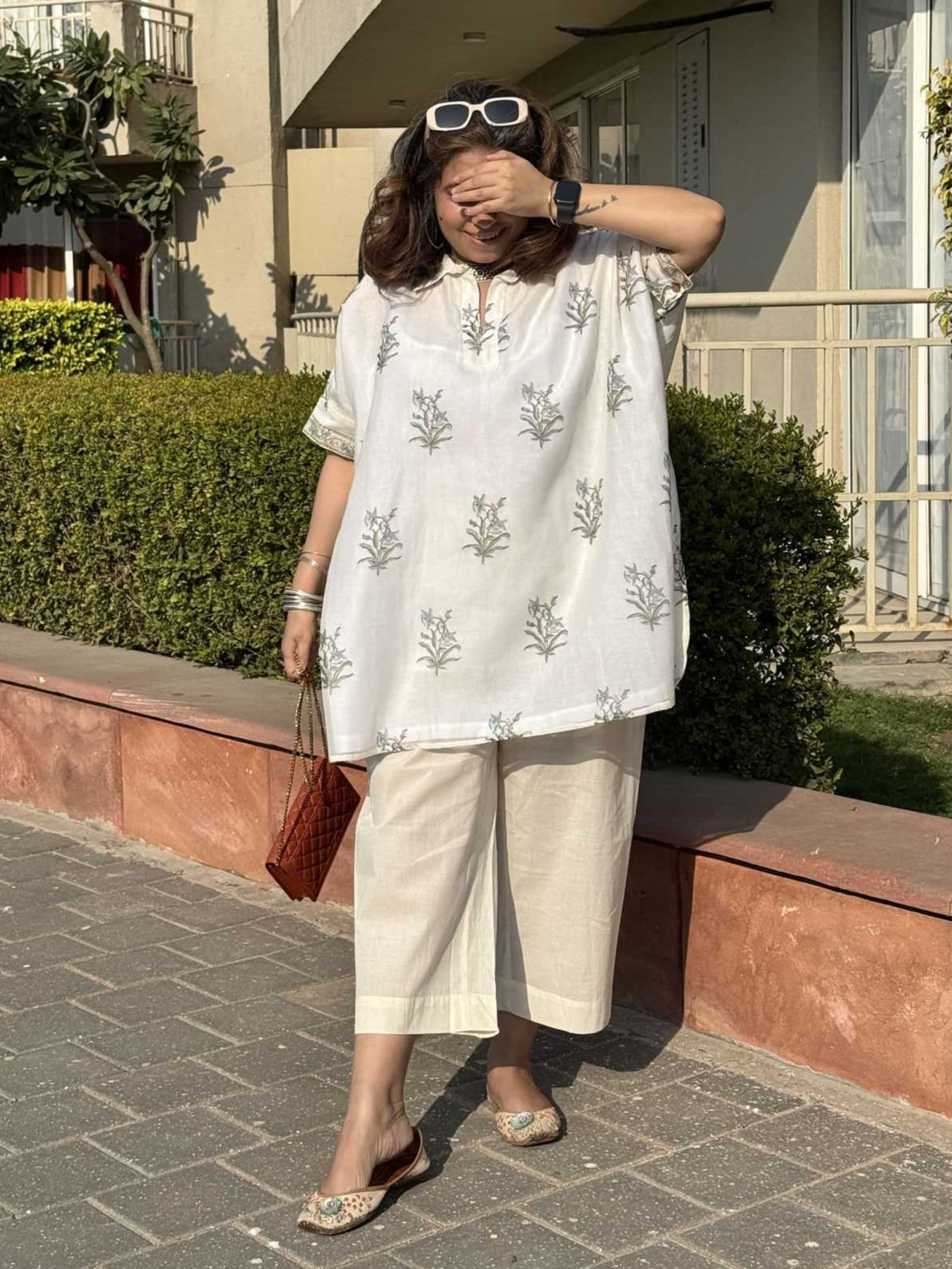 SEHAJ - Green Lamium One Size Short Kurta Set