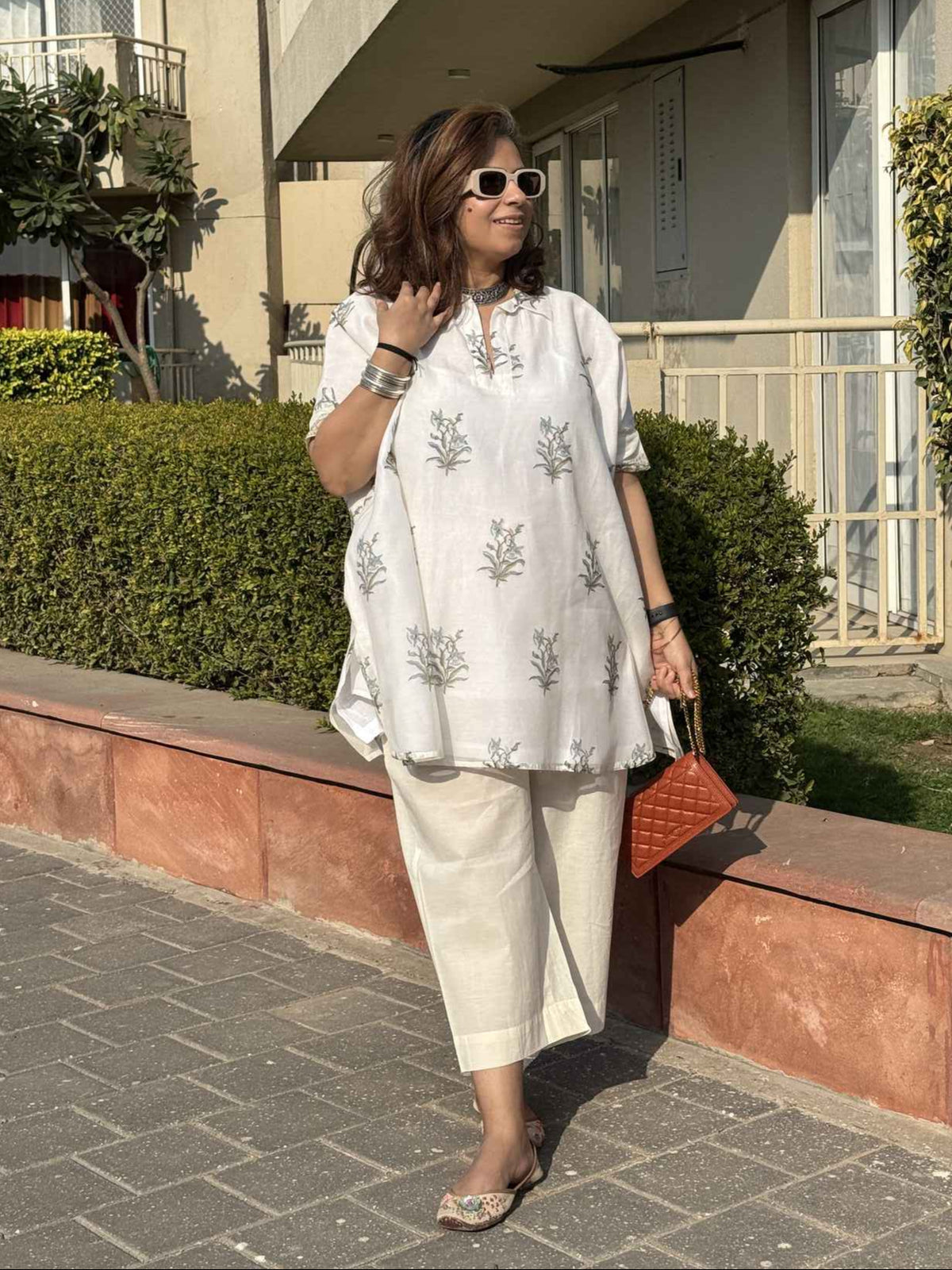 SEHAJ - Green Lamium One Size Short Kurta Set