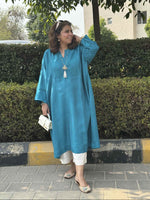 MOKSHA - Teal Blue Pure Silk Co-ord set (Loose Fit / One Size)