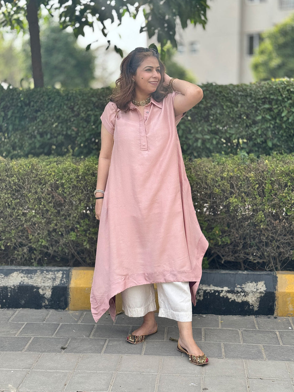 FIZA - Dusky Pink Pure Silk Kurta