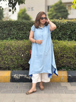 FIZA - Powder Blue Pure Silk Kurta