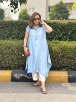 FIZA - Powder Blue Pure Silk Kurta