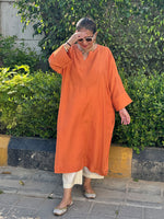 MOKSHA - Burnt Orange Pure Silk Co-ord set (Loose Fit / One Size)