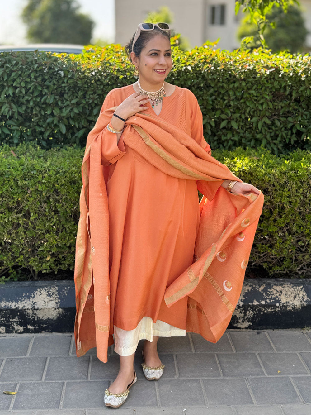 MOKSHA - Burnt Orange Pure Silk Co-ord set (Loose Fit / One Size)