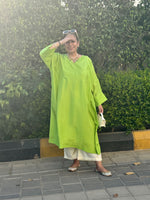 MOKSHA - Fluorescent Green Pure Silk Co-ord set (Loose Fit / One Size)