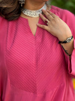 MOKSHA - Cherry Pink Pure Silk Co-ord set (Loose Fit / One Size)