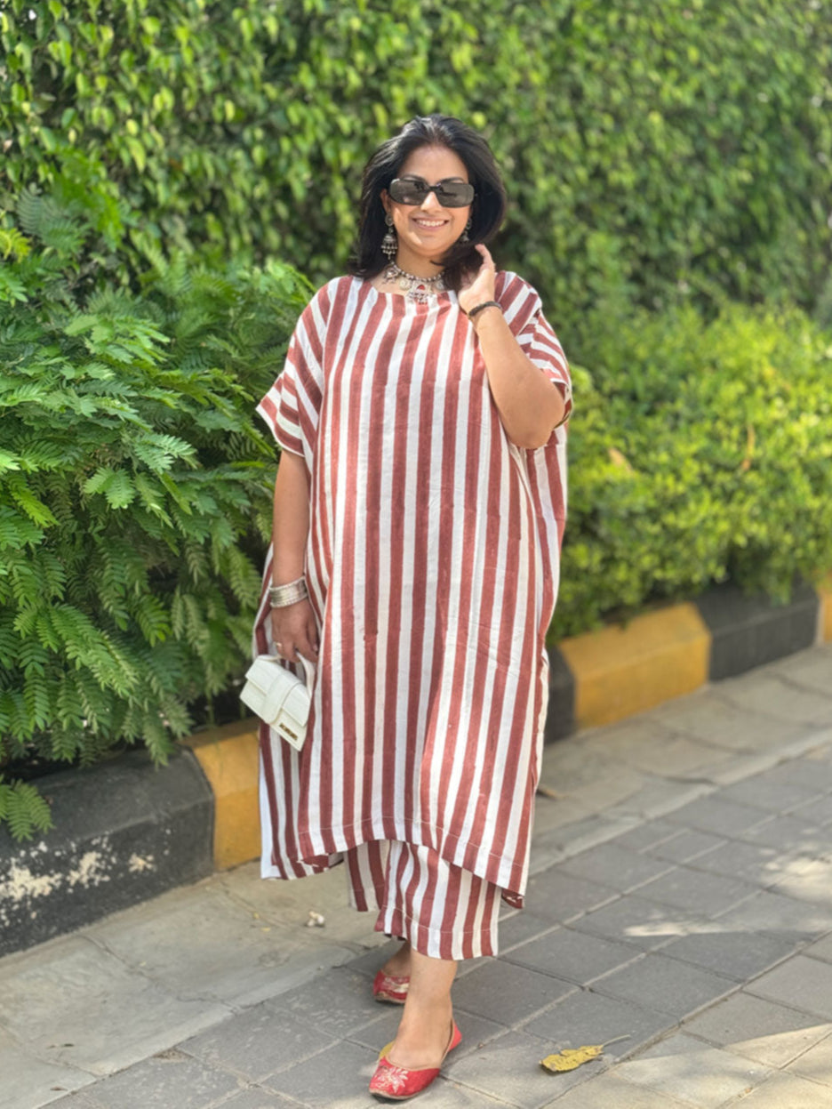 SAANJH - Stripes Pure Silk Kurta Set