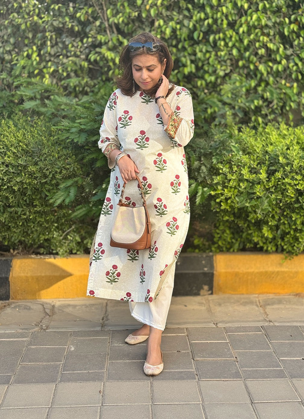 Red poppies Pure Cotton Kurta set for Summers