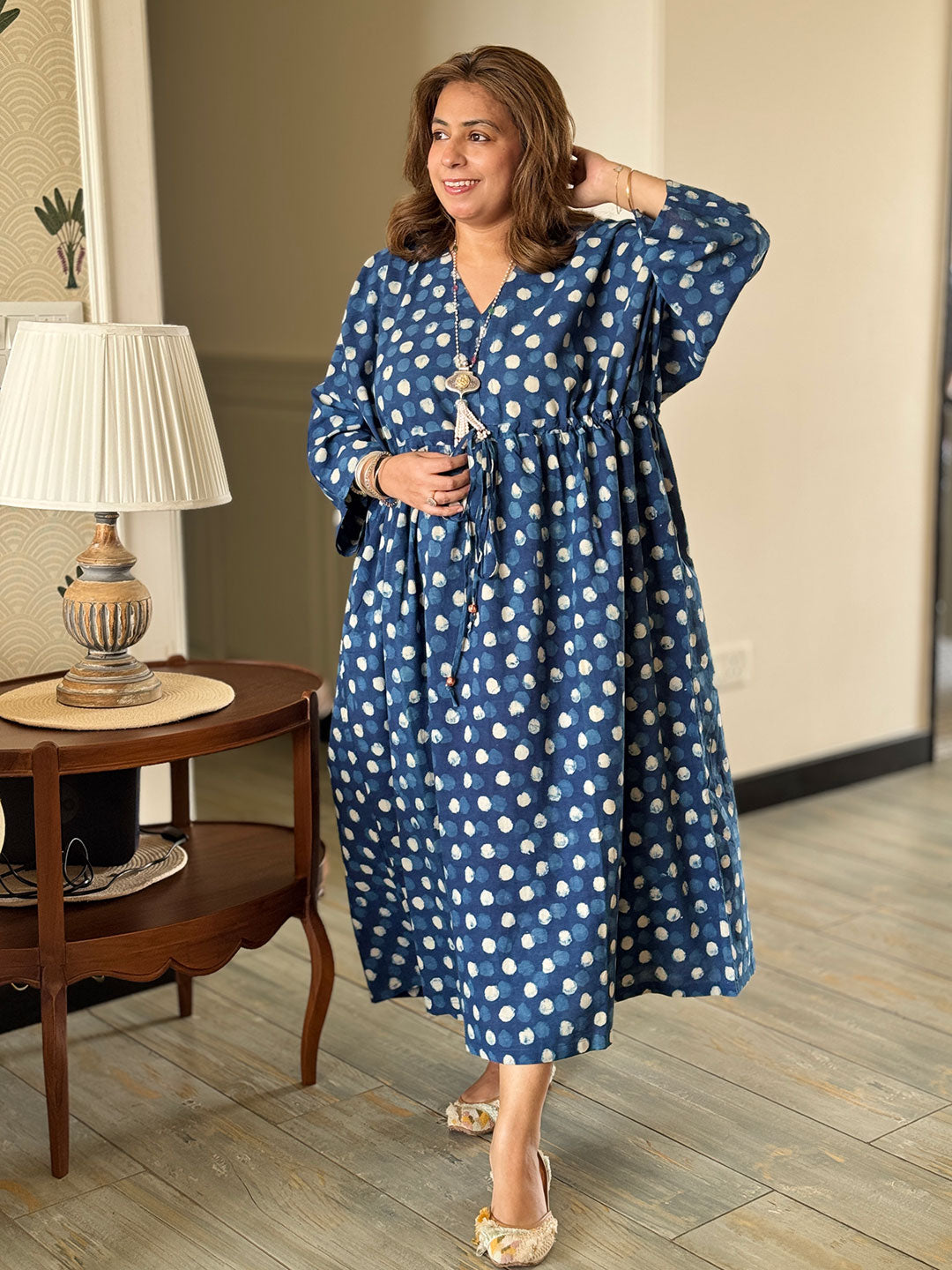 Summer Breeze Kaftan - Indigo Polki