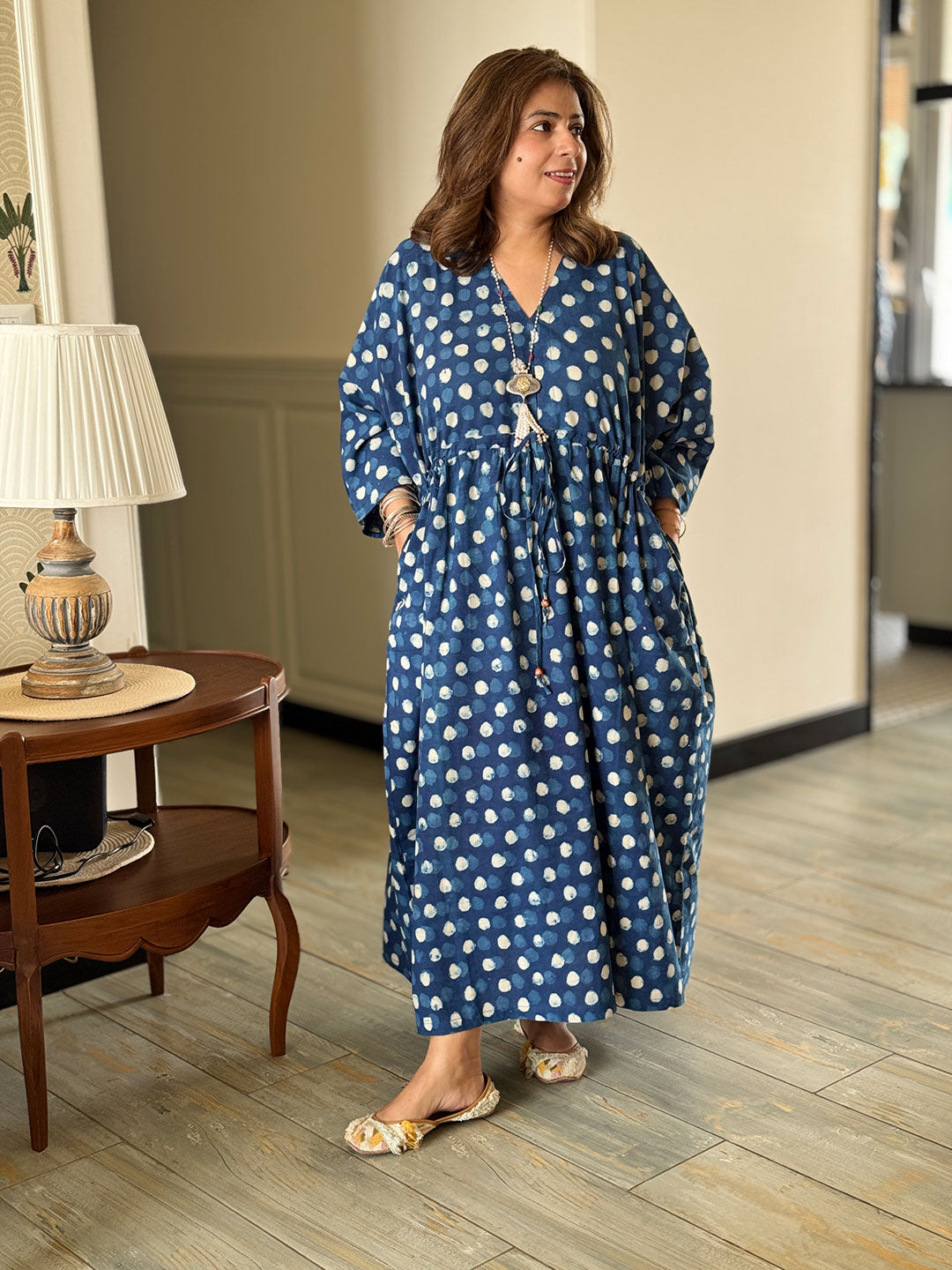 Summer Breeze Kaftan - Indigo Polki