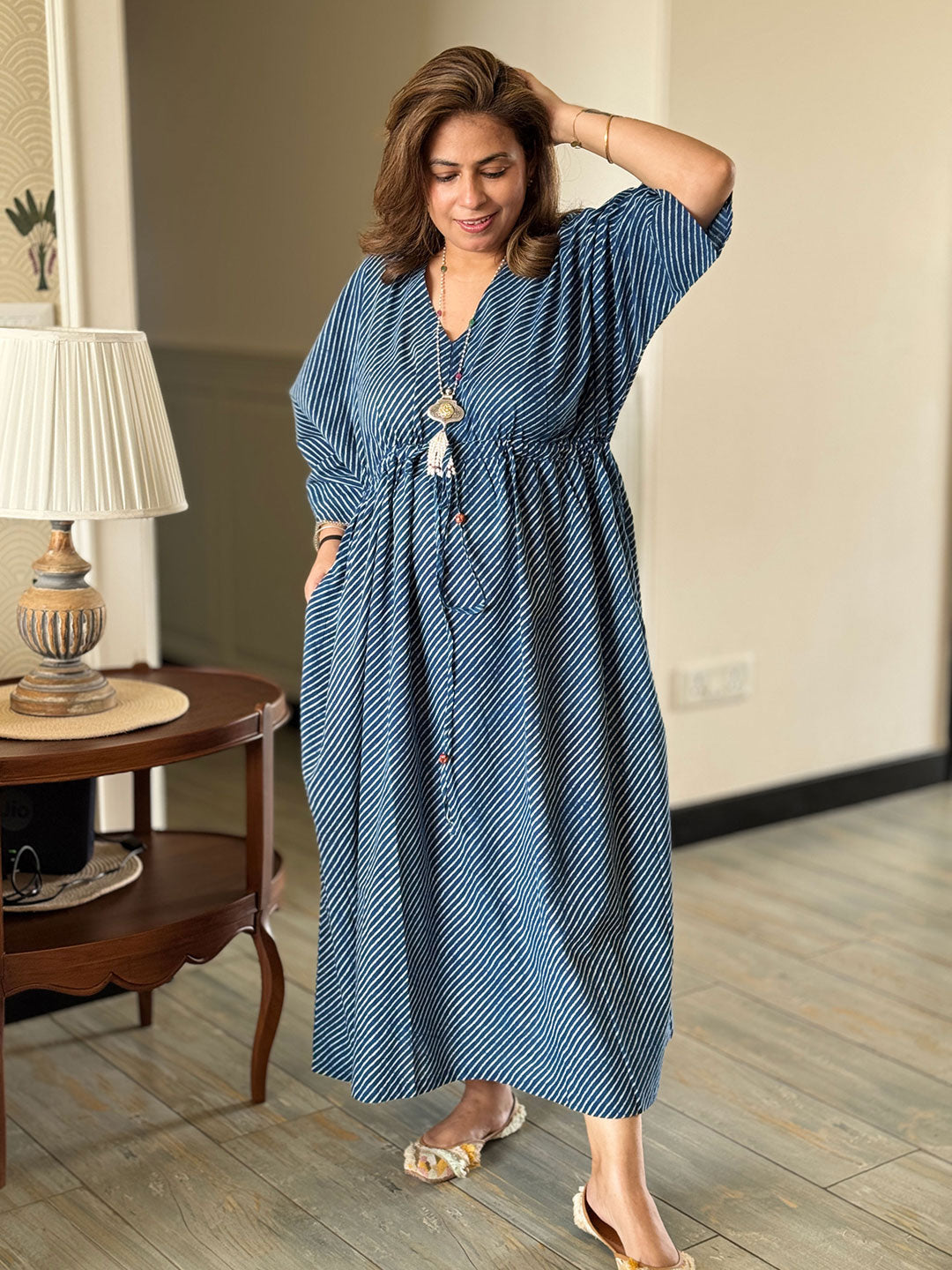 Summer Breeze Kaftan - Indigo Stripes