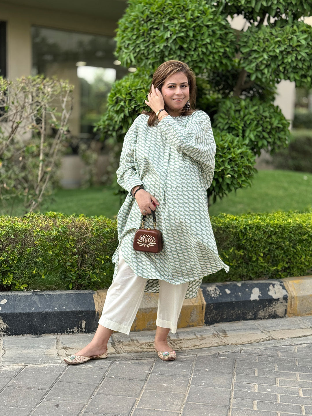 NOOR - Patina Green One Size Kurta Set (Loose Fit)