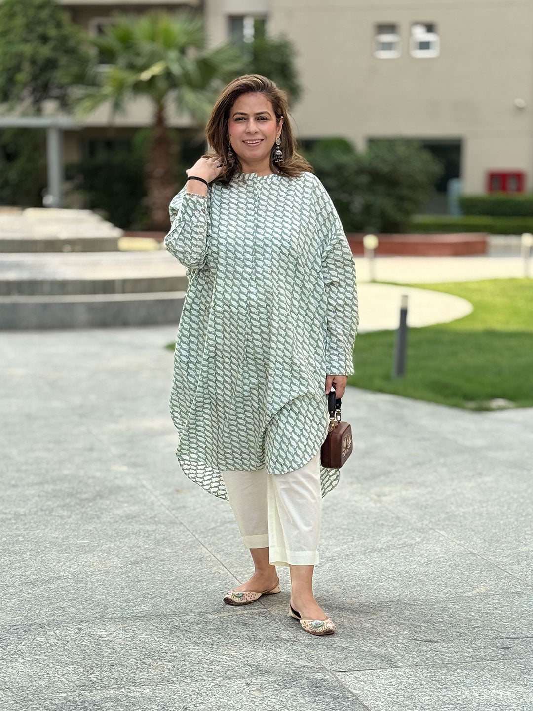 NOOR - Patina Green One Size Kurta Set (Loose Fit)