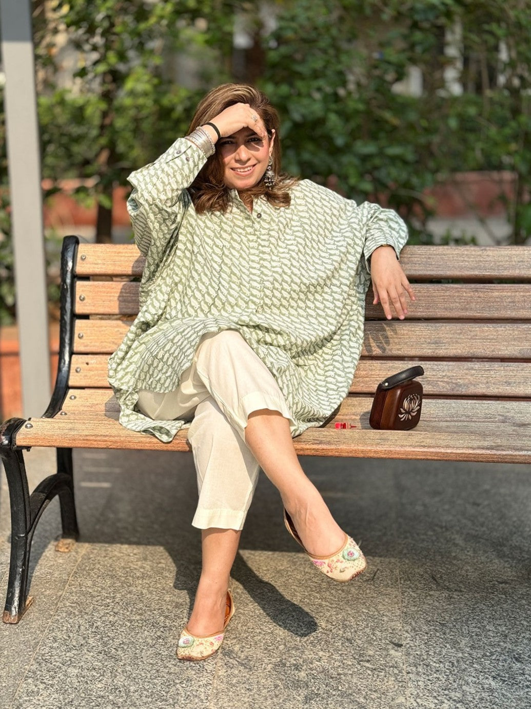 NOOR - Patina Green One Size Kurta Set (Loose Fit)