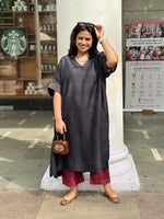 ZARIN - Noir Pure Silk Kurta set (Loose Fit / One Size)