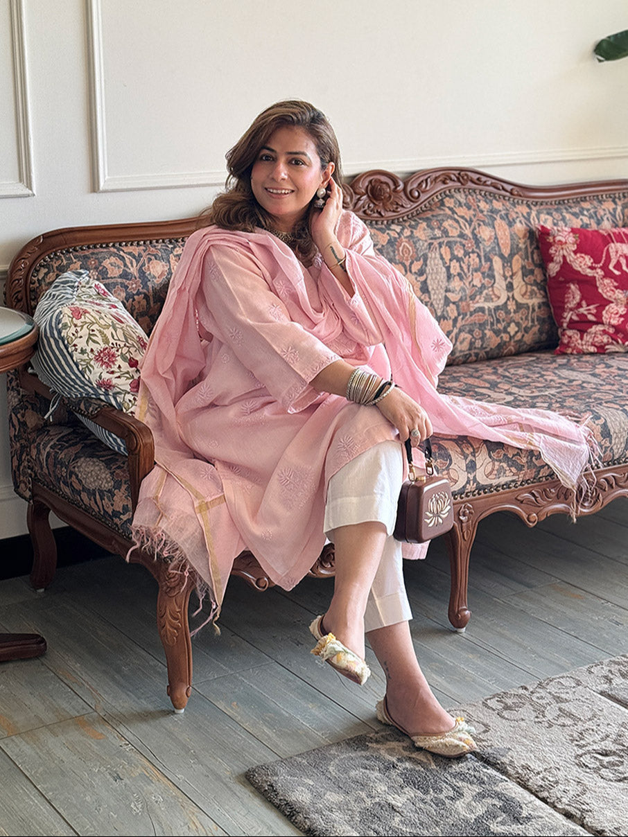 Sehaj - Kesar Kurta set with Dupatta (Loose Fit / One Size)