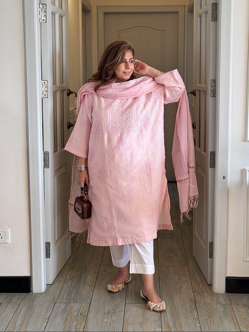 Sehaj - Kesar Kurta set with Dupatta (Loose Fit / One Size)